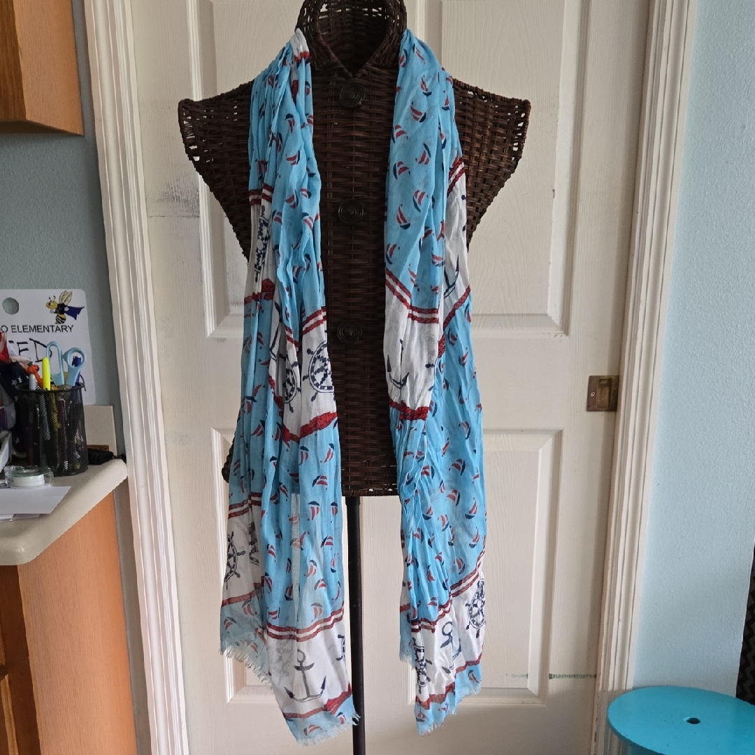 Nautical Blue And White Scarf